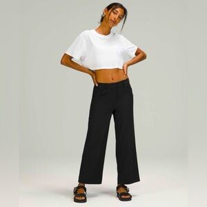 LULULEMON City Sleek 5 Pocket Wide-Leg High Rise 7/8 Length Pant Black 33